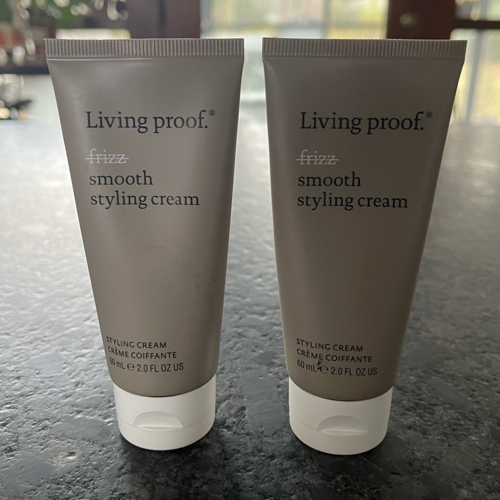 Living Proof No Frizz Smooth Styling Cream (2) 2 oz bottles for medium hair type
